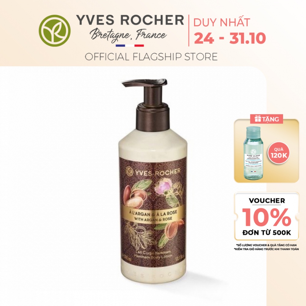 Sữa Dưỡng Thể Yves Rocher Argan Rose Retals Hammam Body Lotion 390ml