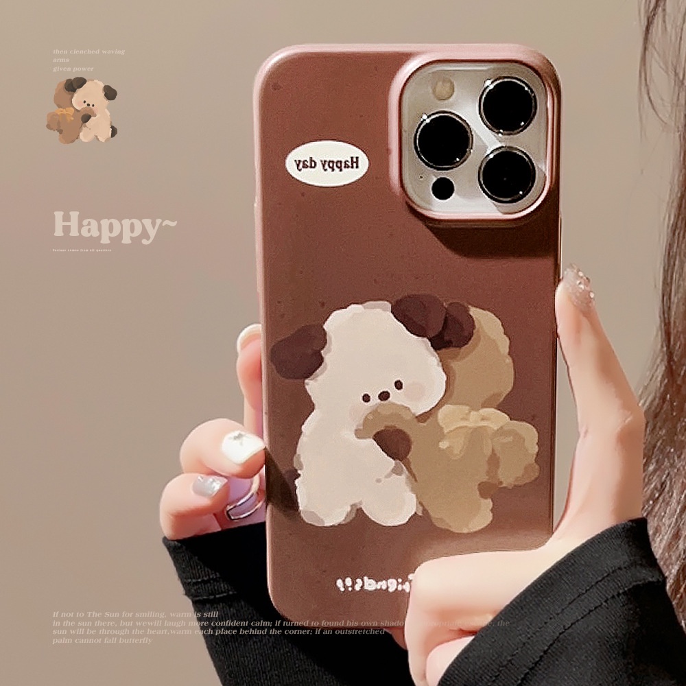 Ốp Điện Thoại tpu Silicon Hình Cún Màu Cà Phê Cho iphone 11 12 13 14 15 pro max plus x xr xs max 7 8 plus se2020
