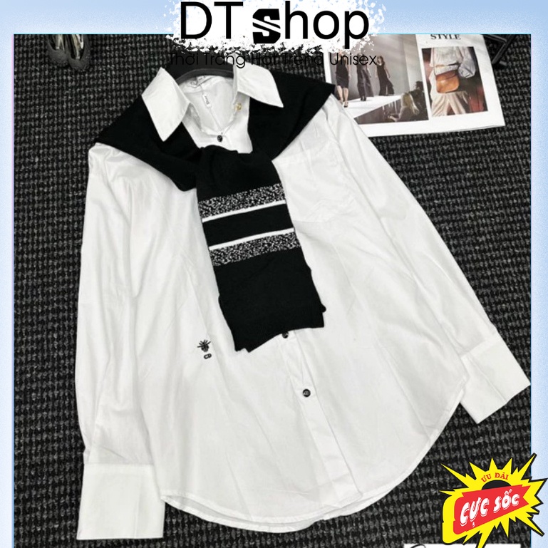 Áo Sơ Mi Trắng Khăn Dây DiO ❤ SoMi Cotton Mát Giấu Quần Kiểu Dáng Hàn Quốc NVA707