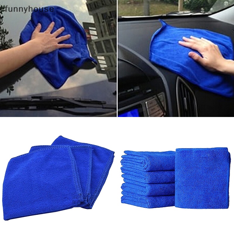 5 Khăn Lau Xe Hơi Vải microfiber Màu Xanh Dương