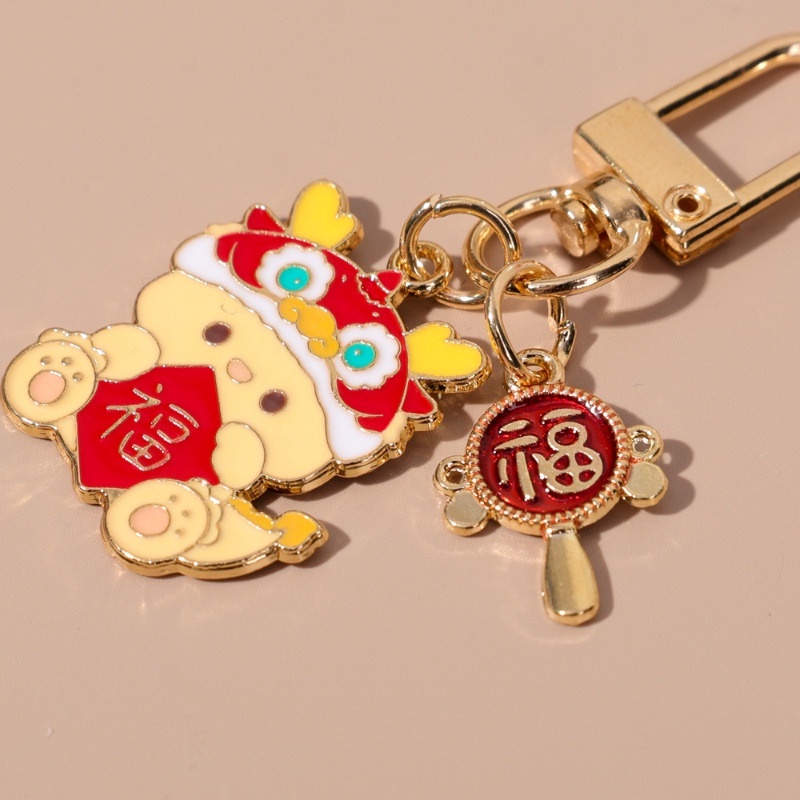 Móc Khóa Hình Rồng / Năm Mới May Mắn Bằng Hợp Kim Phong Cách retro