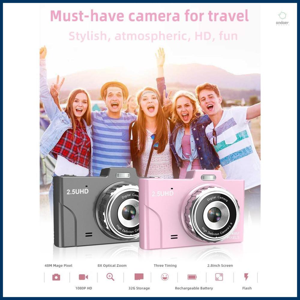 Mini CCD Camera with 1080P Video Recording and 8× Optical Zoom for Kids and Adults