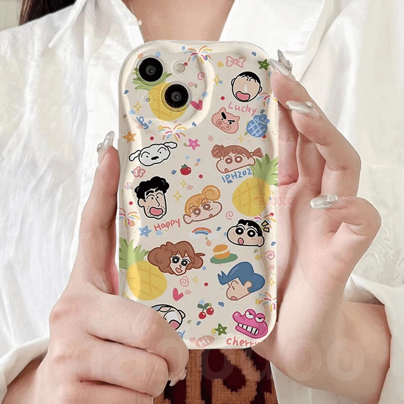 Ốp lưng Cartoon Redmi Note 13 Pro+ 12S 4G 12 Pro Plus 5G 13C 12C A1 A2 11S 11 10C 10 9T 9C 9A POCO X5 Cute Crayon Shin-chan Sakurada Nene Candy Wavy Cream Edge Fine hole Airbag Shockproof Soft Phone Case Full Back Cover NY 66