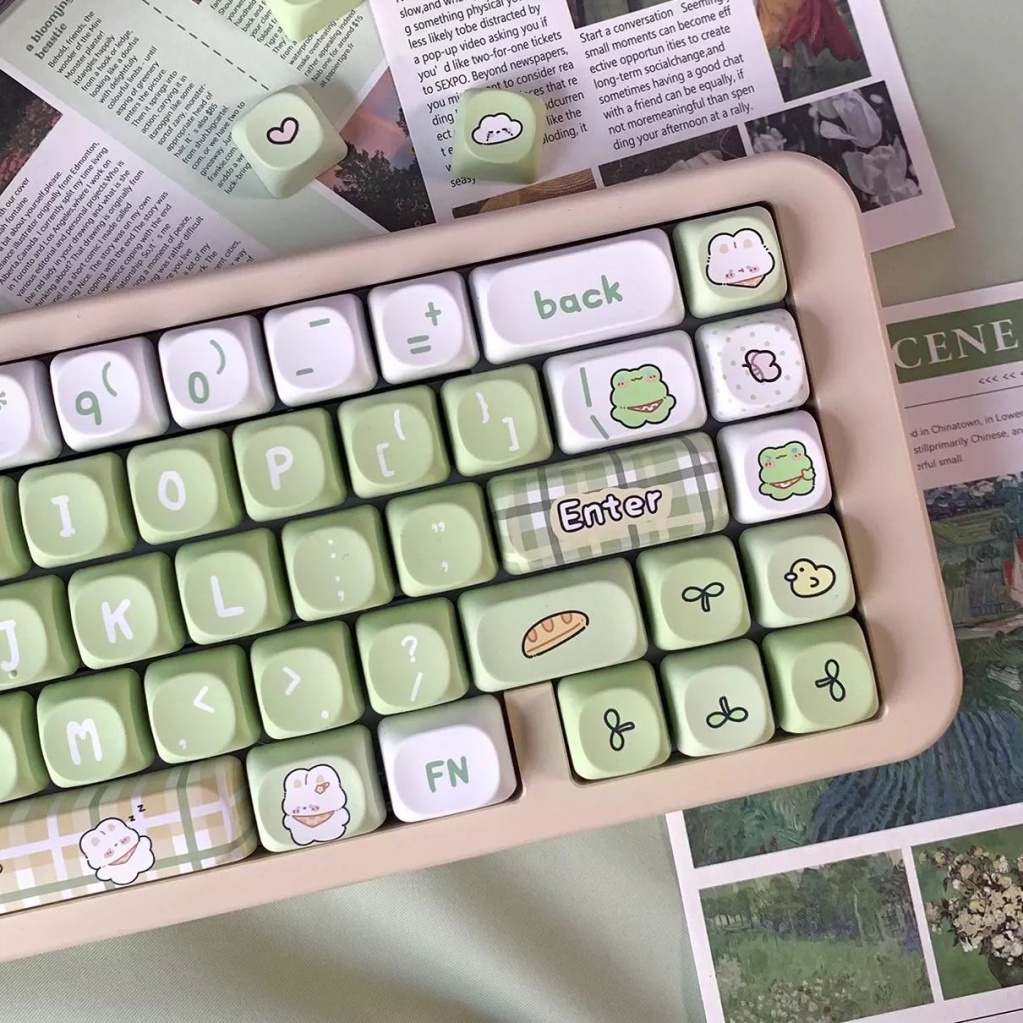 Keycap chủ đề Spring Outing Rabbit, keycaps 123 phím, chiều cao ROA, thăng hoa PBT, phù hợp với bàn phím phím 87/68/84/104/108 ​
