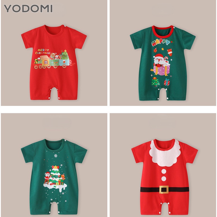 Áo Liền Quần Ngắn Tay Phong Cách Giáng Sinh Cho Bé Sơ Sinh 2477