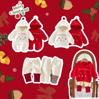 Áo Liền Quần Tay Dài In Họa Tiết Giáng Sinh Cho Bé Trai & Gái Từ 0-2 Tuổi