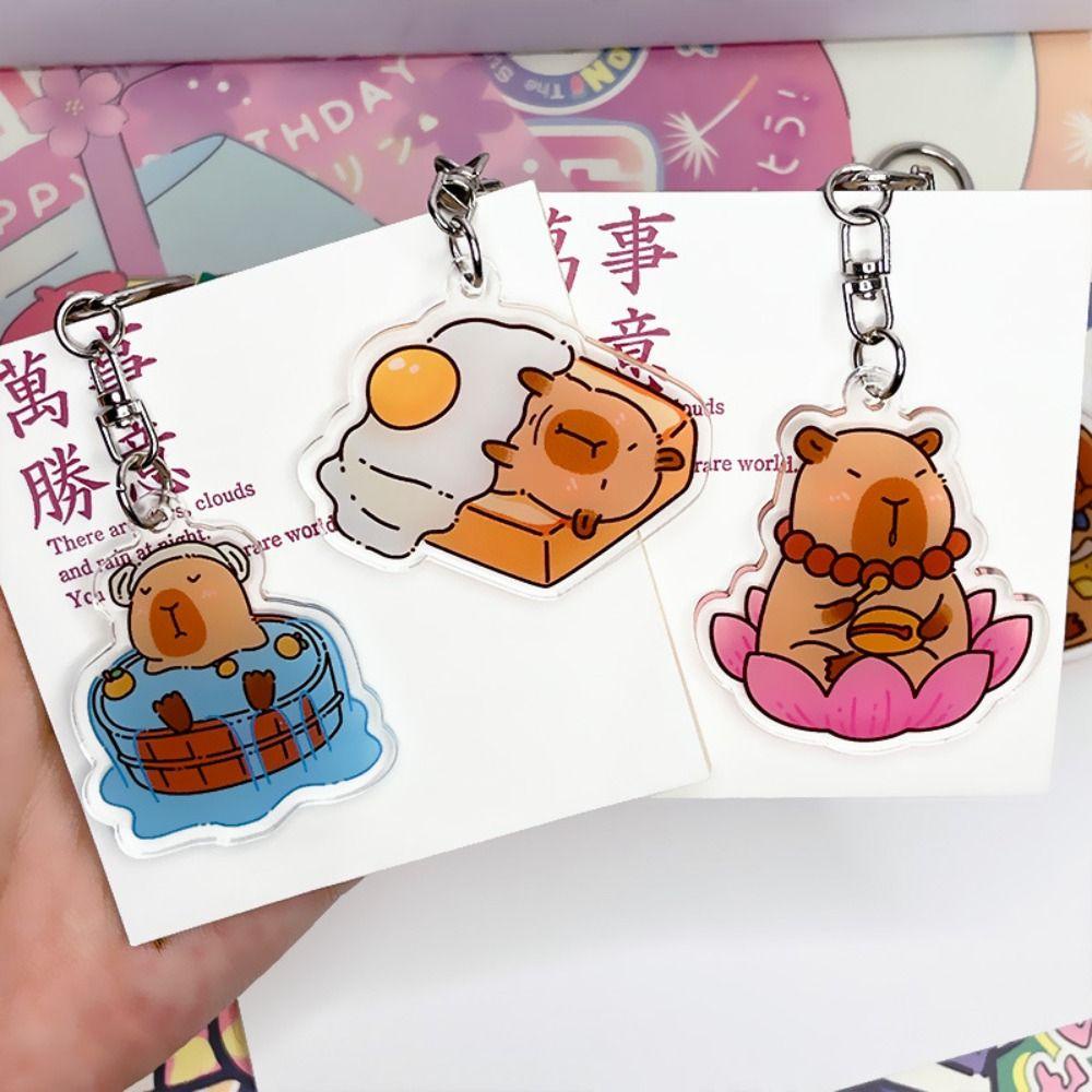 Shanhai capybara Móc Chìa Khóa Xe Hơi Bằng acrylic Hình Chú Chó Hoạt Hình Vui Nhộn Sáng Tạo