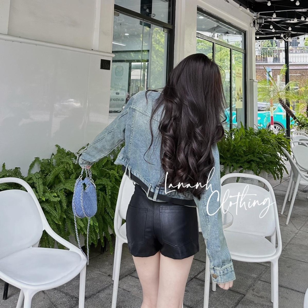 Chân váy da QC V22 có quần trong dáng A hách dáng k co giãn !