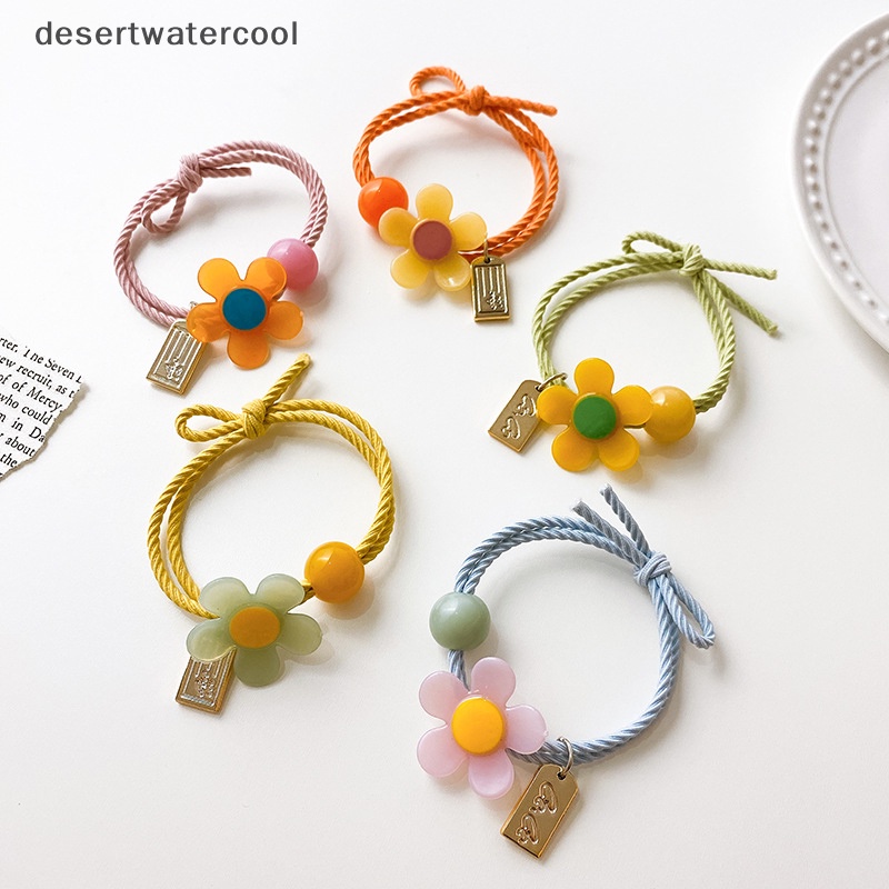 Dây Buộc Tóc Co Giãn Đính Hạt Và Hoa Màu Sắc Ngọt Ngào Phong Cách Nhật Bản Cho Nữ