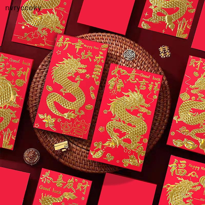 Set 6 Bao Lì Xì Hình Rồng Năm Mới 2024 Phong Cách Trung Hoa