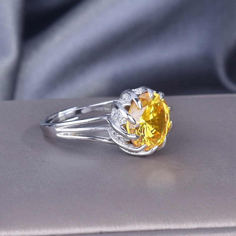 Nhẫn Hình Hoa Đính Đá Zircon Màu Vàng Kiểu Dáng Thanh Lịch