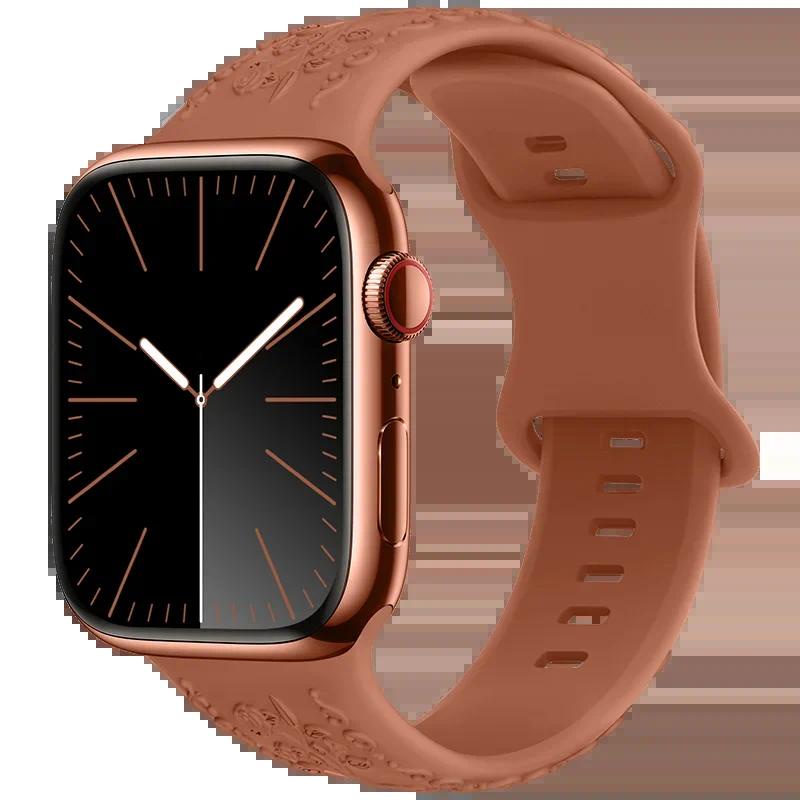Dây Đeo Silicon Họa Tiết Hoa Cho Đồng Hồ Thông Minh apple watch ultra 2 49mm 9 8 7 6 se 5 3 i 44mm 40mm 41 / 45mm 38 / 42mm