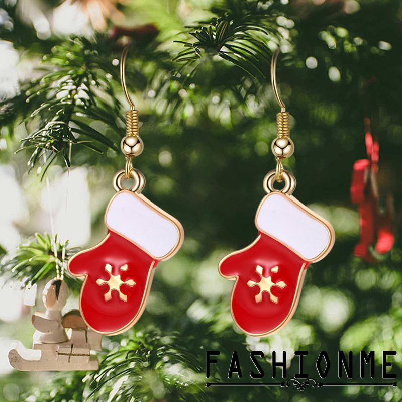 Bông Tai Dáng Dài Họa Tiết Giáng Sinh Thời Trang Cho Nữ