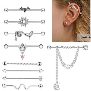 1 Khuyên Tai Dài Hình Gậy Đá zircon Trái Tim Công Nghiệp Xương Người