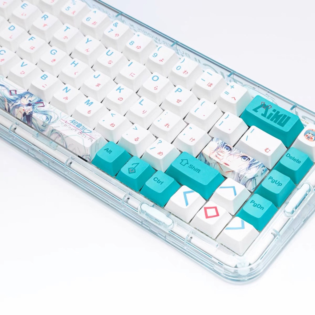 Keycap chủ đề Hatsune Miku miku, keycaps 141 phím, chiều cao CHERRY, thăng hoa PBT, phù hợp với bàn phím phím 87/68/84/104/108 ​