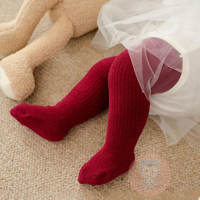 Laa6-quần Tất Mỏng Lưng Thun Màu Trơn Cho Bé Gái