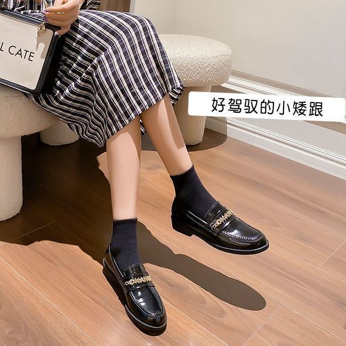 Mới Giày Da Nữ Mũi Tròn Phong Cách Anh Quốc