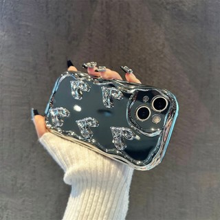 Sang Trọng Ốp Điện Thoại Silicon Mềm Chống Sốc Trái Tim Mạ Gợn Sóng 3d Cho iphone15 14 13 12 11 pro max xs max xr xs 7 8 plus