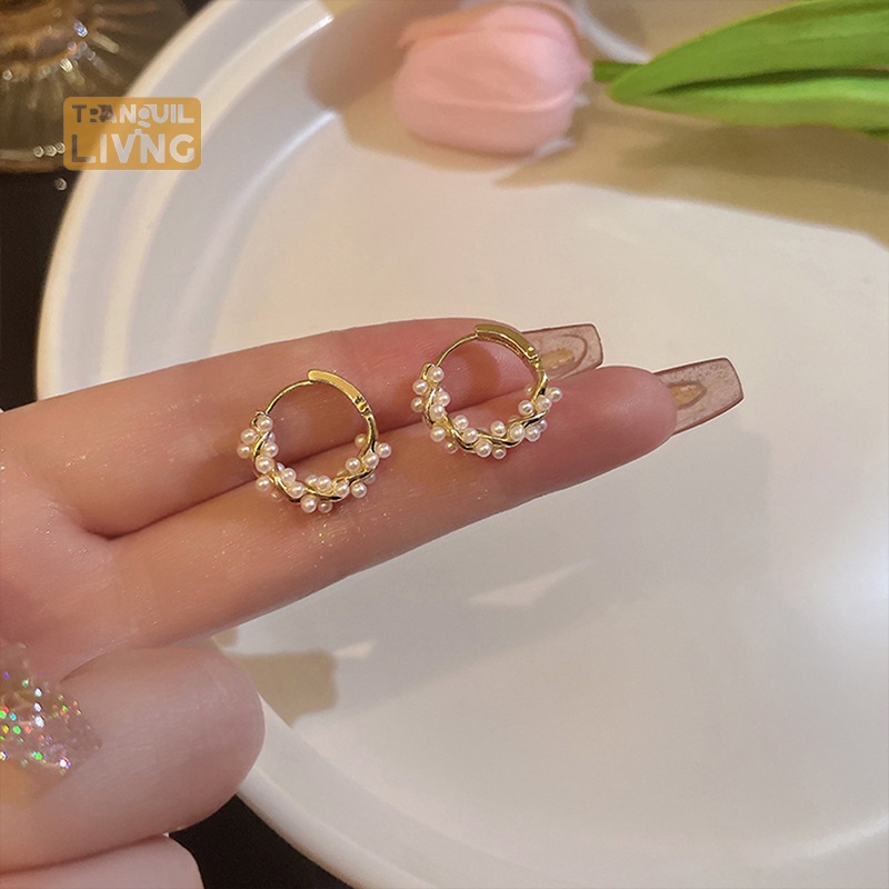 1 Đôi Bông Tai Ngọc Trai Tròn Nhỏ Đơn Giản Thời Trang Đa Năng Dành Cho Nữ M I