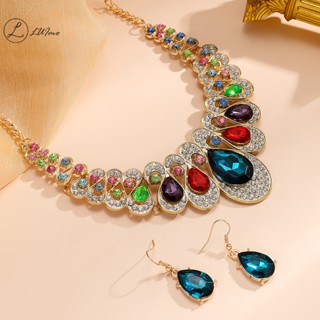 LUImo Bộ Trang Sức Kim Loại Thời Trang Lấp Lánh Vòng Cổ Bông Tai Dành Cho Nữ Trang Sức Dự Tiệc Quà Tặng * Bán Chạy