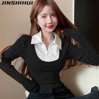Áo thun croptop JINSHIHUI WTX23A0PU5 45Z231109 thời trang dành cho nữ