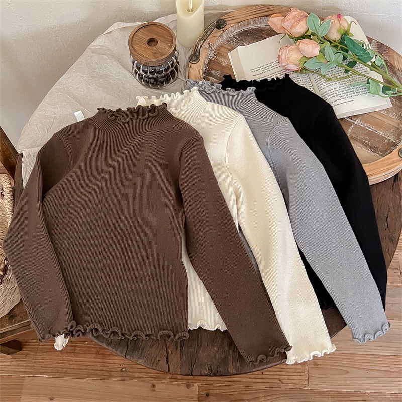 Áo sweater Cổ Cao Phong Cách Hàn Quốc Thời Trang Thu Đông Mới 2023 Cho Bé Gái