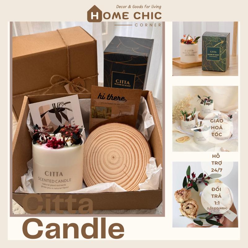 Nến thơm Citta nến thơm hoa khô handmade cao cấp được làm từ sáp đậu nành tự nhiên | HOME CHIC CORNER