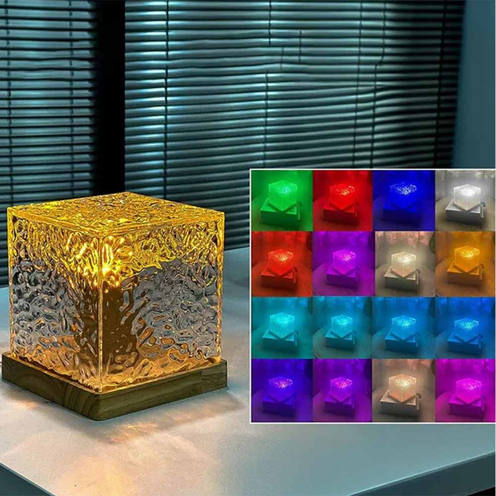 Decoration Sea Wave Night Light Rotating Water Ripple Small Night Lamp Creative Bedroom Bedside Flame Atmosphere Lamp Dynamic