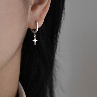 1 Cặp Bông Tai Xỏ Lỗ Hình Thánh Giá / Ngôi Sao / Vòng Tròn Bằng Bạc Thời Trang Cho Nữ