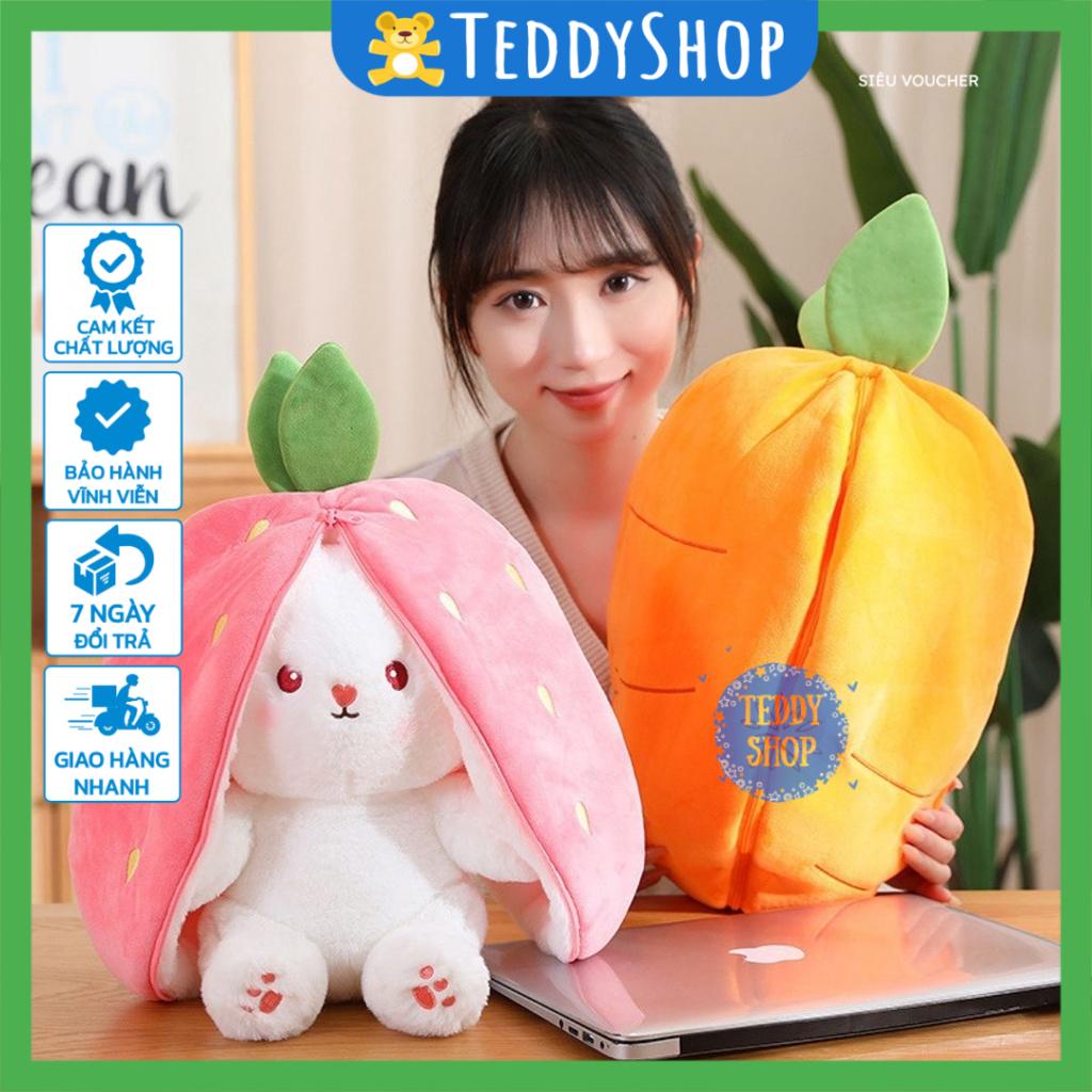 Gấu bông Thỏ bông biến hình tai dài 2 in 1 thú nhồi bông Thỏ Trái cây Cosplay Dâu Và Cà rốt dễ thương