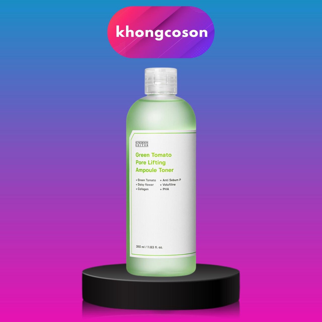 Nước Hoa Hồng Chiết Xuất Cà Chua Xanh Sungboon Editor Green Tomato Pore Lifting Ampoule Toner 350ml