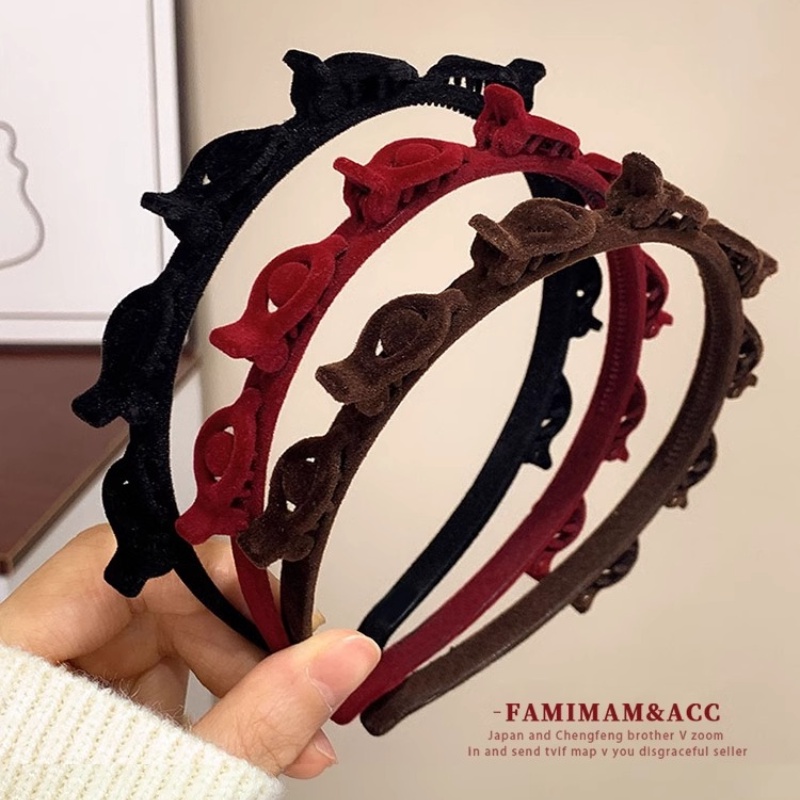 Băng Đô Cài Tóc Vải Nhung Đỏ Phong Cách Hàn Quốc Cho Nữ