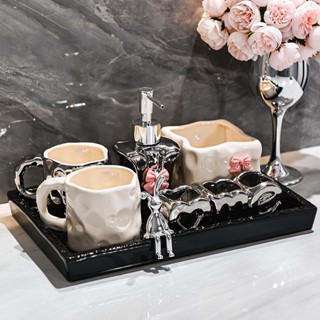   SẴN  Khay đựng bàn chải và Cốc đánh răng nhà tắm kệ bàn chải đánh răng phòng vệ sinh 