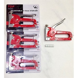 Súng bắn ghim gỗ, máy bấm ghim cầm tay, kìm dập gim đỏ hiệu top, bấm gỗ top đỏ tặng kèm đinh bấm gỗ