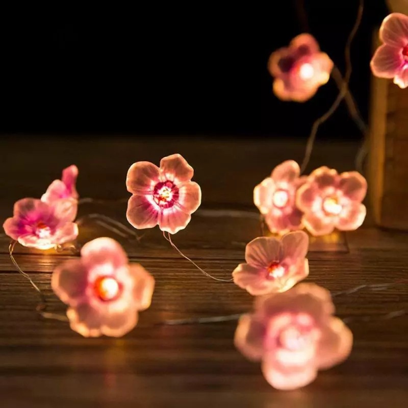 AILIYA Dây Đèn Trang Trí Hình Hoa Anh Đào Bằng Đồng Thau