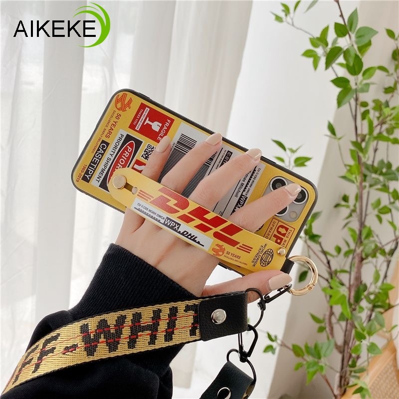 Ôp Điện Thoại Silicon Dẻo Họa Tiết Logo dhl Kèm Dây Đeo Cổ Tay & Vòng Tay Cho xiaomi mi 9 se mi 8 lite note 10 pro a3 lite Vỏ