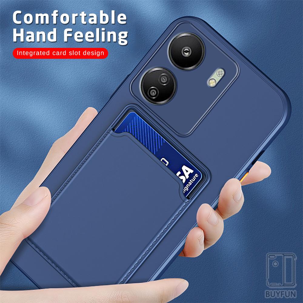 For Redmi 13C 6.74" 23100RN82L Case Square Card Slot Holder Cover For Xiaomi Poco C65 c13 65c 4G Soft Shockproof Cover