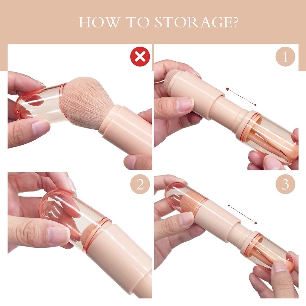 Cọ Trang Điểm Phấn Mắt Phấn Phủ Phấn Má Hồng mini Lông Mềm Thu Gọn Được Đa Năng