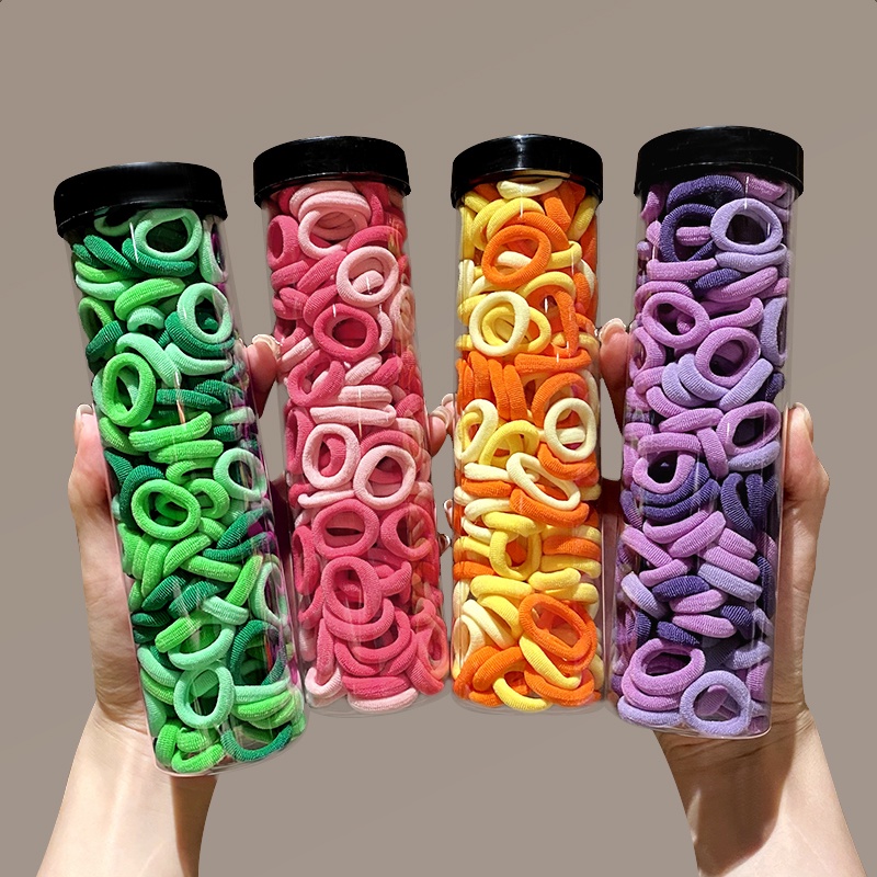 Set 100 Dây Buộc Tóc Cao Su Co Giãn Nhiều Màu Dễ Thương Phong Cách Hàn Quốc Cho Bé Gái