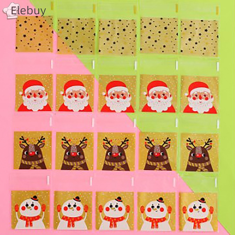 Set 100 Túi Nhựa Đựng Bánh Kẹo Họa Tiết Giáng Sinh