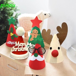 Poou Mũ Giáng Sinh Vui Vẻ, Nỉ Ông Già Noel Mũ, Giáng Sinh Trang Trí Hoạt Hình Giáng Sinh Động Vật Đảng Mũ Trẻ Em / Người Lớn