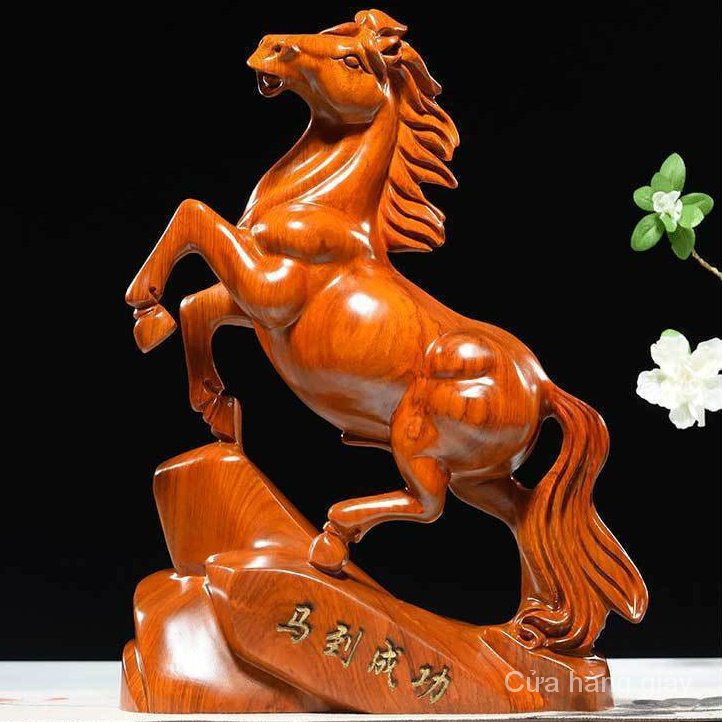 Hoa Lê Vàng Mười Hai Con Ngựa Chạm Khắc Ngựa Bằng Gỗ Trơn Trang Trí Nhà Cửa Văn Phòng Ma Gụ