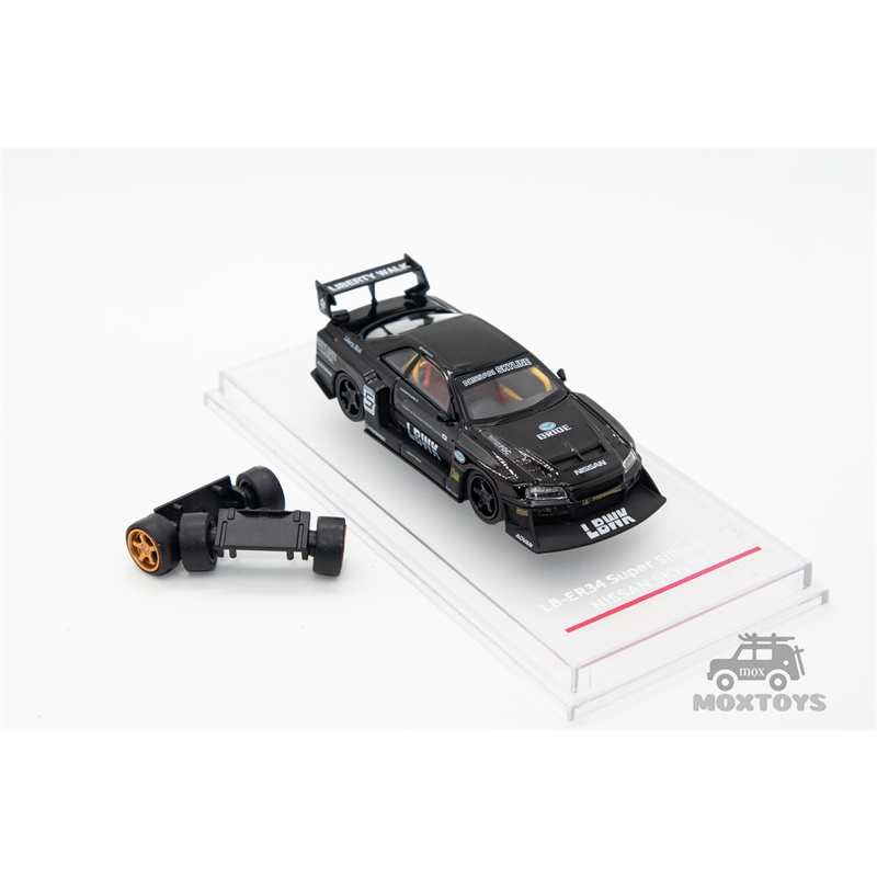 Mô Hình Xe Hơi nissan lbwk er34 no.5 chome Đen Tỉ Lệ 1: 64