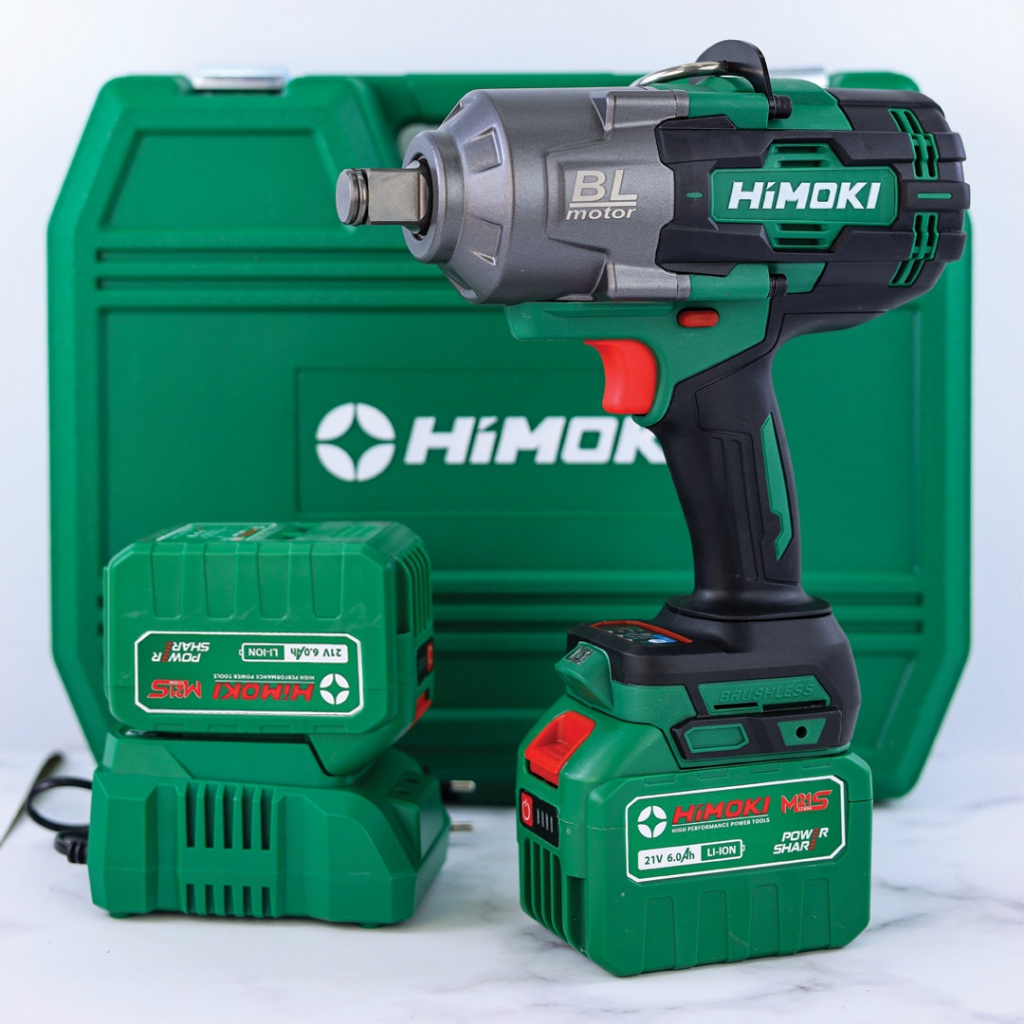 Máy Siết Bulong HIMOKI HM-IW2100N Siêu Khỏe, Đầu 3/4 Lực Siết 2100n.m Kèm Pin Khủng 15CELL Mở Vặn Ốc Xe Tải, Ô Tô