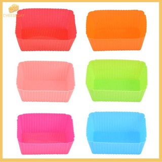 Jcsyfac| 6 Chiếc Silicon Hình Chữ Nhật Khuôn Bánh Mềm Muffin Cupcake Lót Nướng Cốc Khuôn Mới