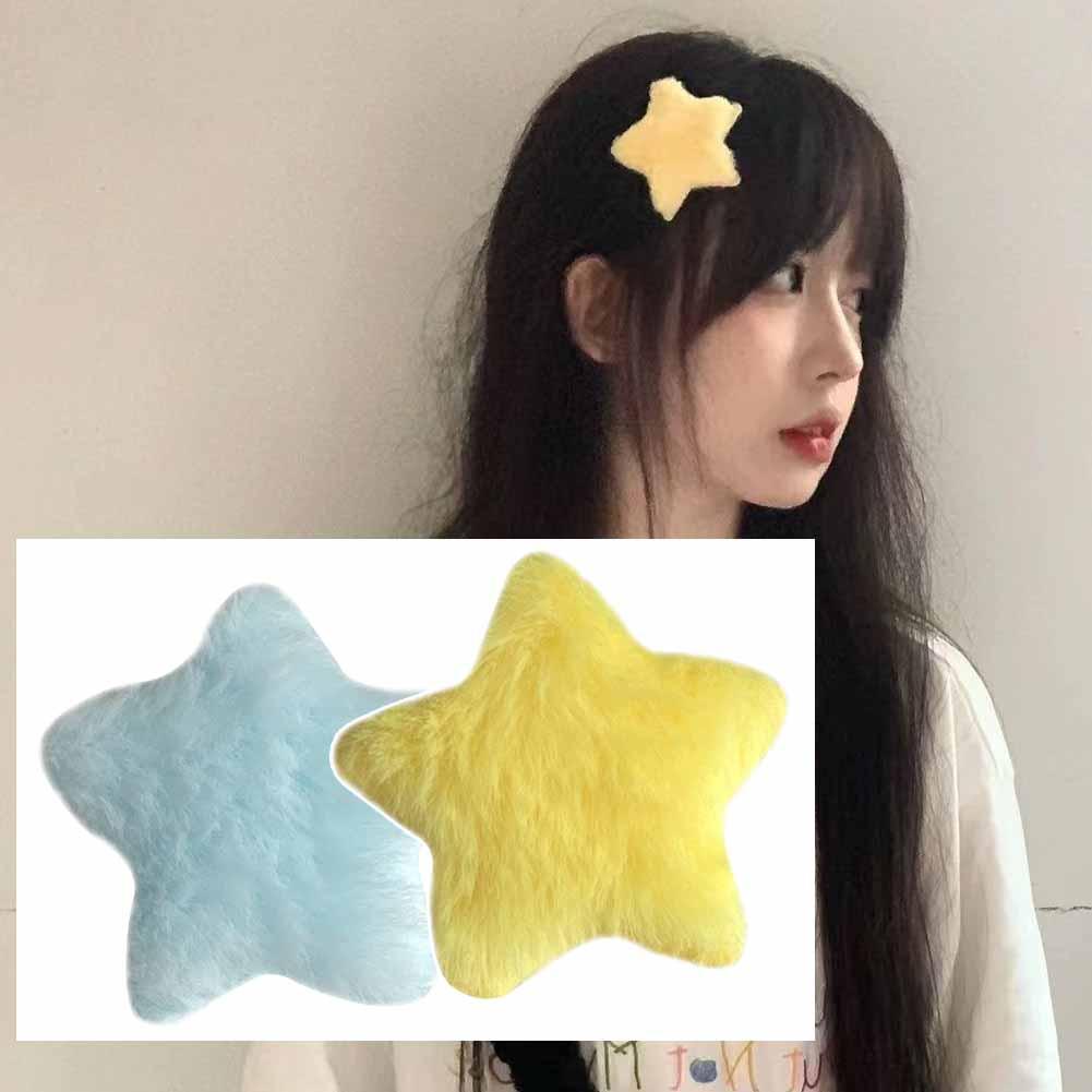 Kẹp Tóc Thời Trang Hình Ngôi Sao Lông Nhung Dễ Thương Xinh Xắn y2k u0f6