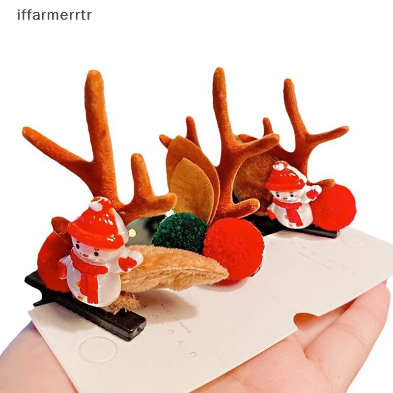 1 Cặp Kẹp Tóc Hình Sừng Hươu Giáng Sinh Dễ Thương Cho Bé Gái