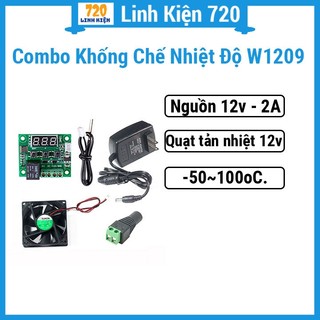 Combo bộ 4 món khống chế nhiệt độ w1209 + nguồn 12v-2a + quạt 12v-8x8x2,5cm + jack nối nguồn cái chất lượng