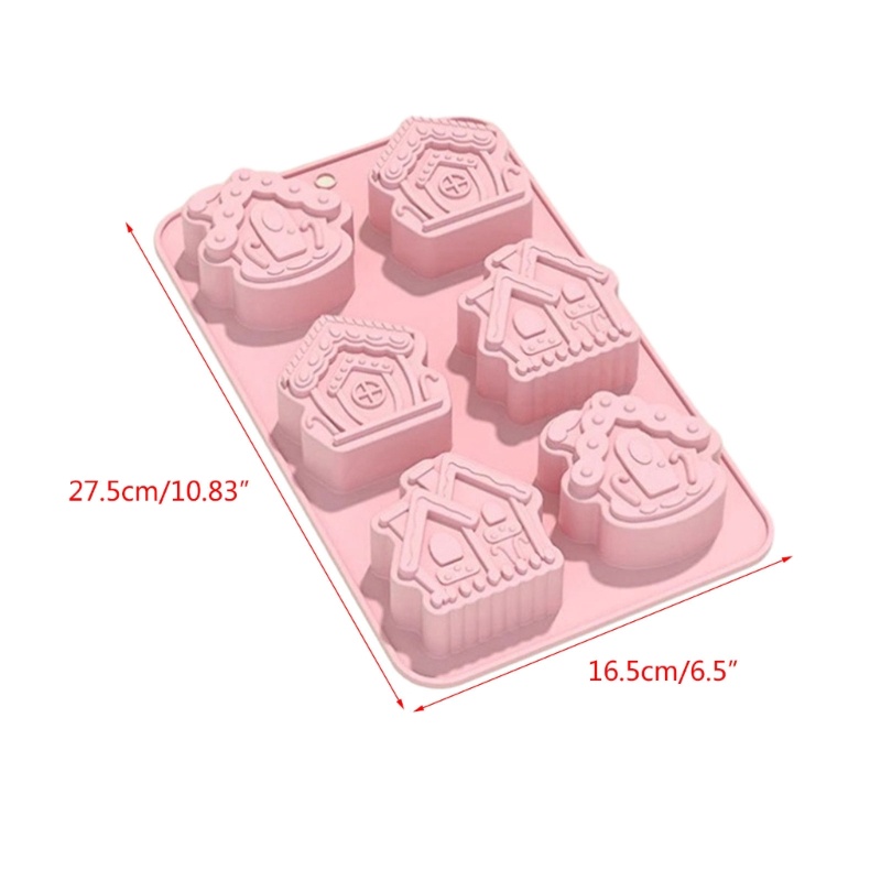 Khuôn silicone Tạo Hình Làm Bánh Kẹo Hình Ngôi Nhà 6 Ngăn diy