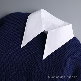 Hàng Mới Về Mới Áo sweater Cổ Rộng Giả Cổ Áo Sơ Mi Thời Trang Thu Đông Cho Nữ